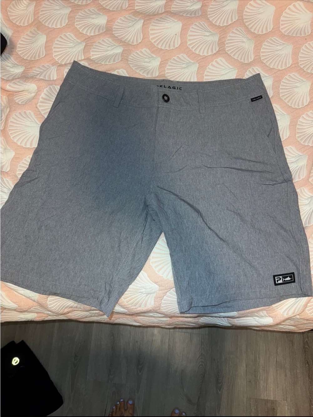 Pelagic Men's Light Gray Flat Front Performance Shorts